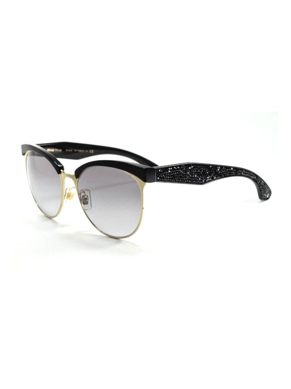 MIU MIU Stardust 54Q 1AB-3E2 Black Gold Crystal / Gray Gradient Lenses
